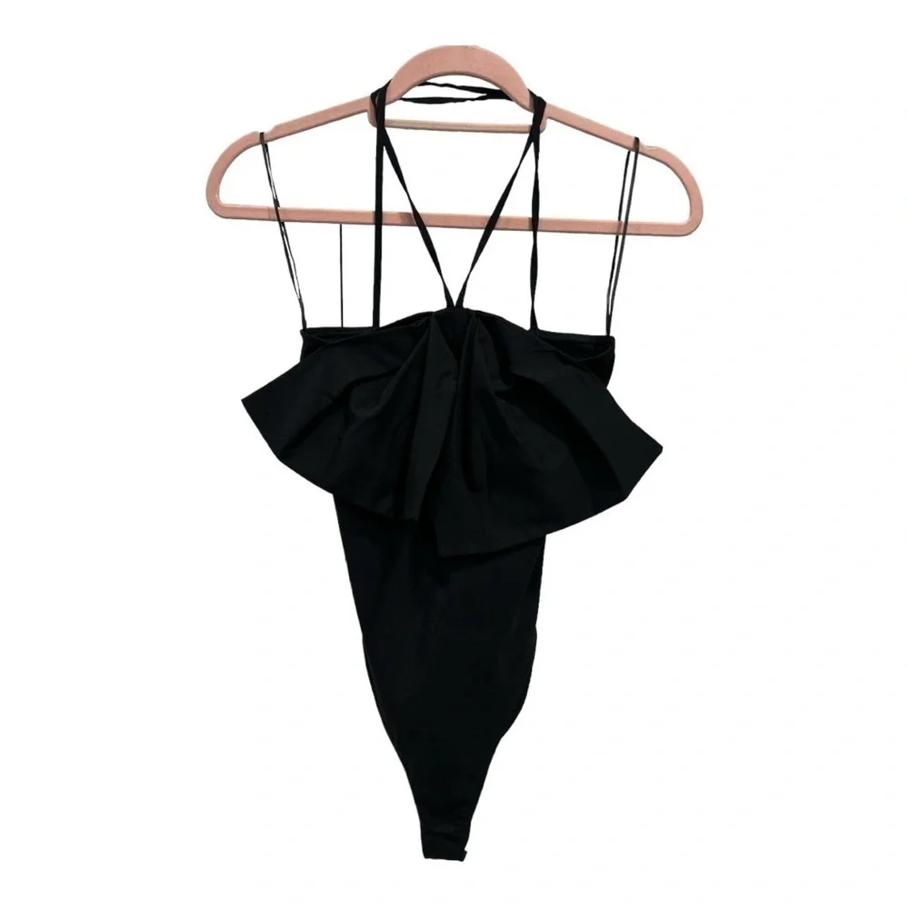Zara Black  Bow Bodysuit woman’s size S New with tag